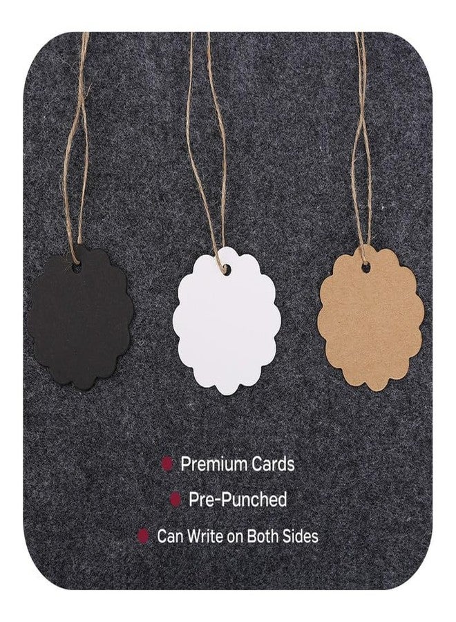 TOWNBUS - Combo Pack 120 Nos (3x40 Nos) of Double Sided Blank Hang Tags with String for Party & Celebration | Plain Return Gift Kraft Tags with Jute Rope | Thread - Image 3